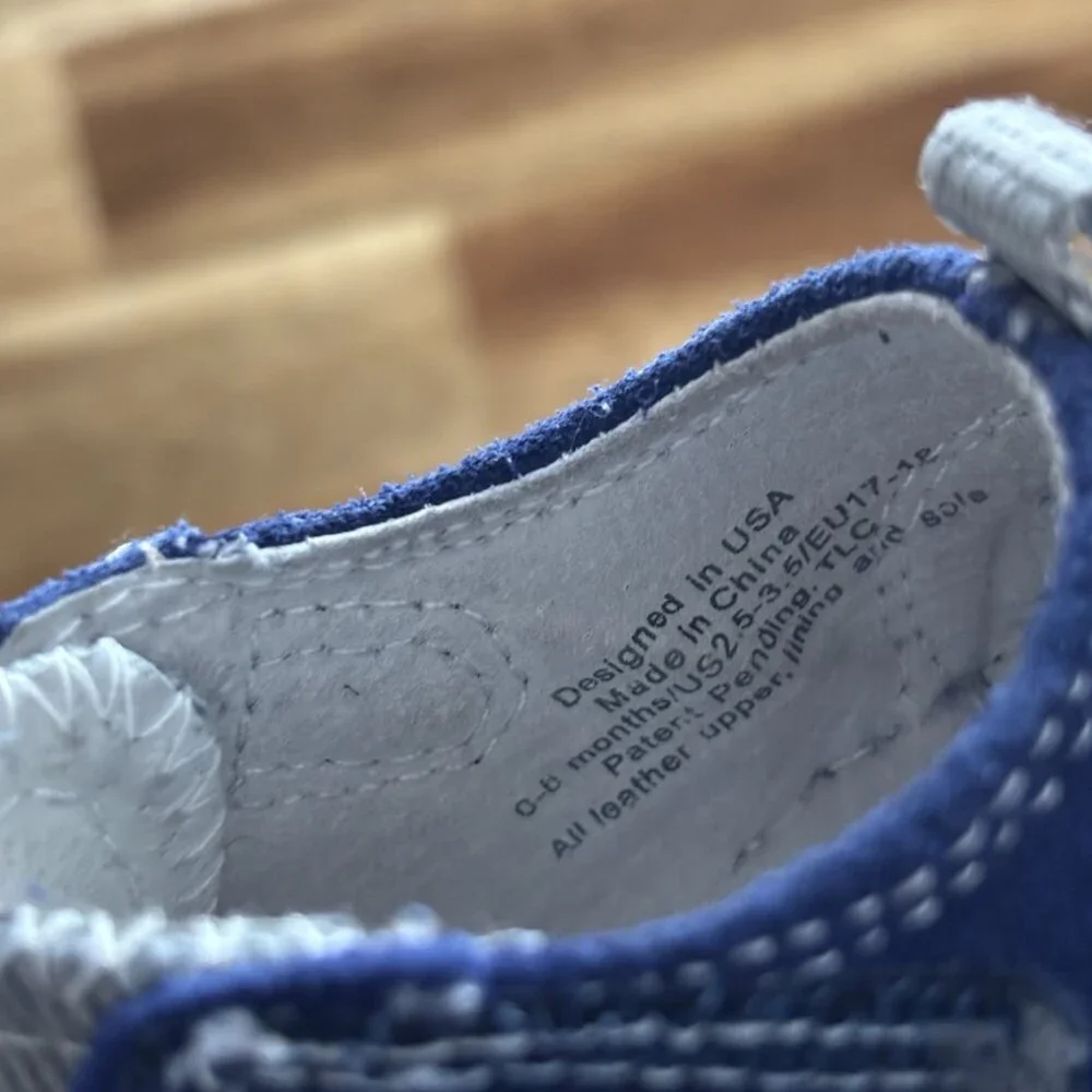 Pediped Blue Infant‎ Baby Shoes Sneakers 0-6 Months 2.5-3.5 US Blue Leather Sole